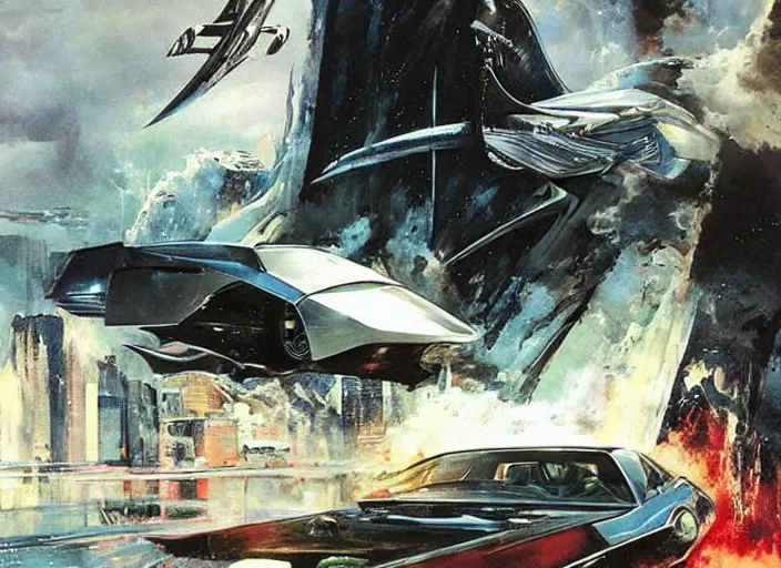 Prompt: ( ( ( ( ( knight rider kitt, car concept art, sci - fi illustration, painting ) ) ) ) ) by vincent di fate and john berkey!!!!!!!!!!!!!!!!!!!!!!!!!!!!!!