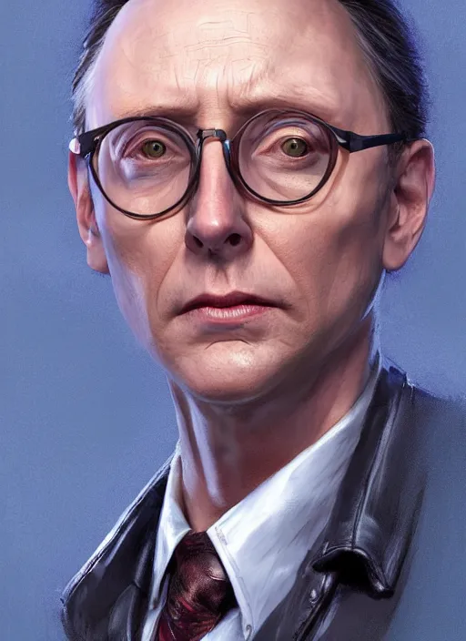 Prompt: portrait of michael emerson as leland in evil ( 2 0 1 9 ), highly detailed, centered, solid color background, digital painting, artstation, concept art, smooth, sharp focus, illustration, artgerm, donato giancola, joseph christian leyendecker, les edwards, ed repka, wlop