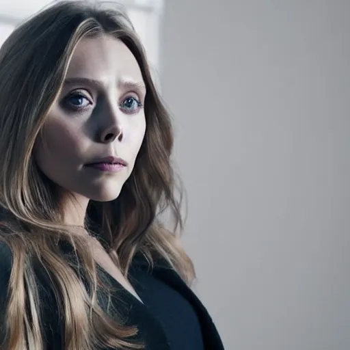 Prompt: elizabeth olsen on a studio for photoshoot, highly detailed, photorealistic portrait, bright studio setting, studio lighting, crisp quality and light reflections, unreal engine 5 quality render