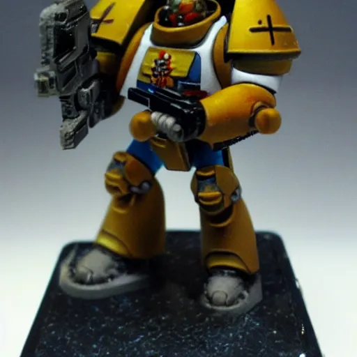 Prompt: a tau space marine standing guard
