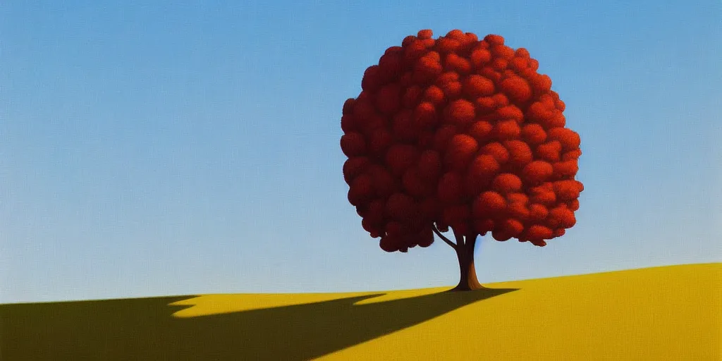 Prompt: lonely tree, blue sky, summer evening, kenton nelson