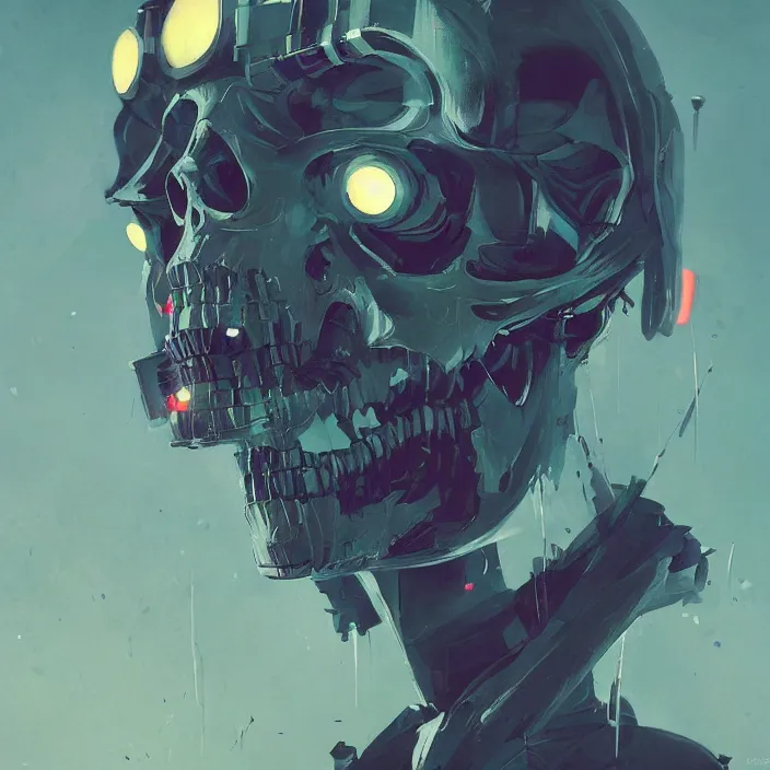 Image similar to a beautiful painting of a cyberpunk skull by sergey kolesov and greg rutkowski and pascal blanche. in style of colorful comic noir illustration, symmetry, sci fi, hyper detailed. octane render. trending on artstation