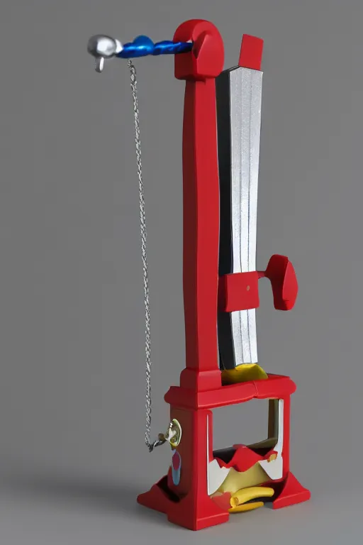 Image similar to a plastic toy guillotine, fisherprice toy guillotine, guillotine, high detail product photo, trending on artstation, 8 k