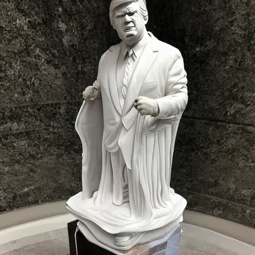 Image similar to marble statue of donald trump, realistic