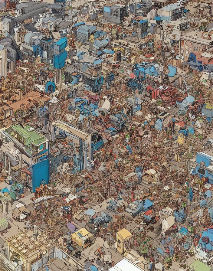 Image similar to hyper detailed industraial & utility by geof darrow