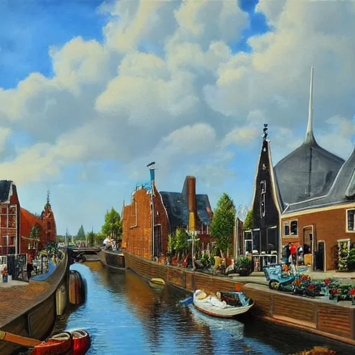 Prompt: a realistic painting showing the most dutch things in the world