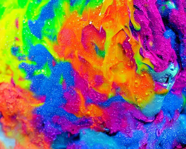 Prompt: still shot close up footage of a human head explodes and disintegrates into a huge mass of coloured powder and splashing paint, motion blur, hyperrealistic, medical, intricate art photography, anatomically correct, realistic crisp textures, 1 6 k