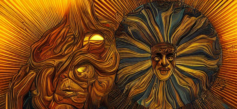 Image similar to the god that lives inside the sun, digital art, extreme detail