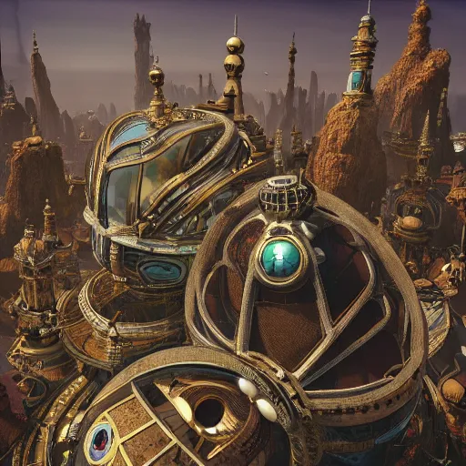 Image similar to enormous flying city in a faberge egg, sky, steampunk, fantasy art, masterpiece, unreal engine