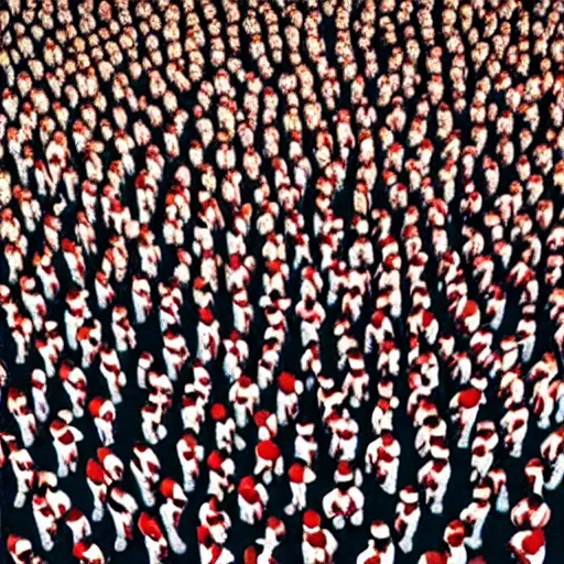 Prompt: hyperrealistic photography of highly detailed where's wally? by caravaggio wiew from above
