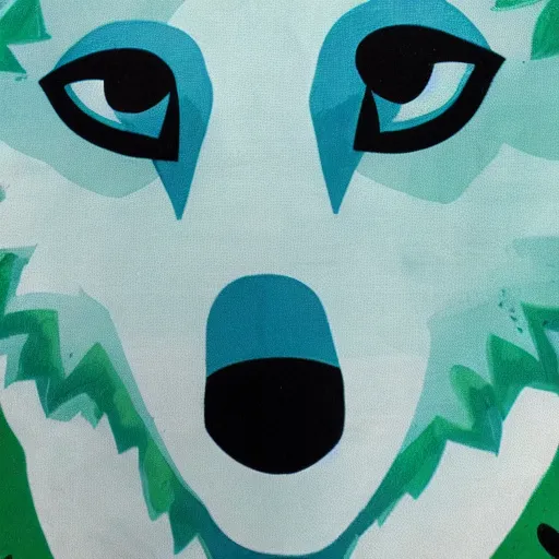 Image similar to pale blue wolf with green handkerchief