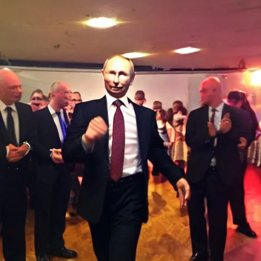 Image similar to Vladimir Putin dancing at the Babylon night club in Durham, photo, iphone, camera