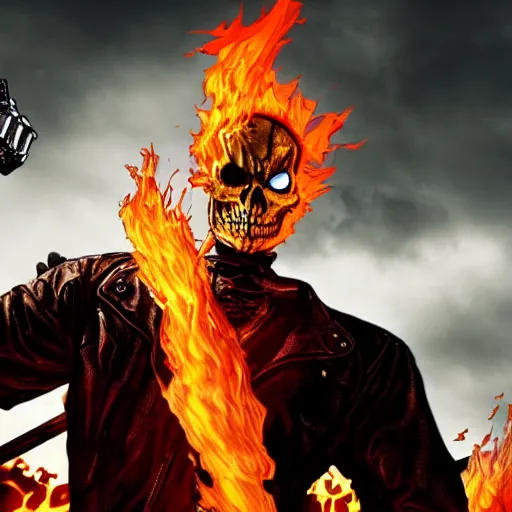 Image similar to Ghost rider In The Walking Dead 4K quality photorealism
