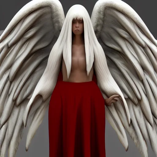 Prompt: biblically acurate angel, highly detailed, white, feathers, red, heavenly, dynamic lighting, 3 d rendering, blender, unreal engine, eyes, realistic.