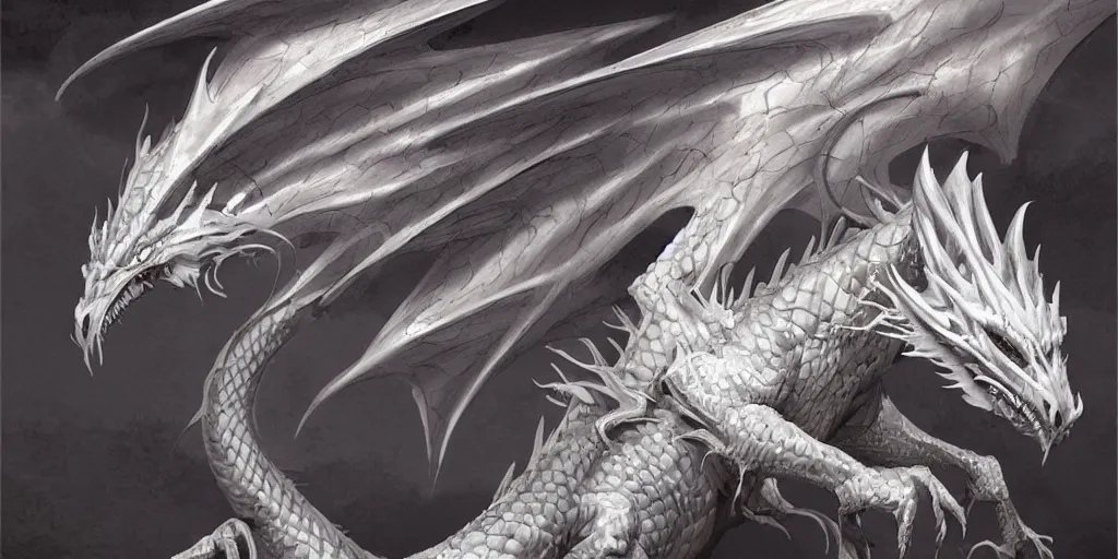 Image similar to a see through dragon, ghostly, white flesh, dragon, fantasy, trending on artstation, detailed