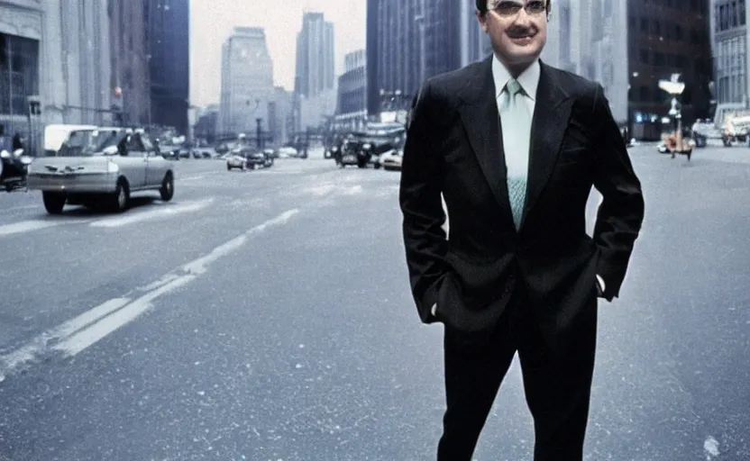 Prompt: photorealistic picture of wall street banker 8 0's style