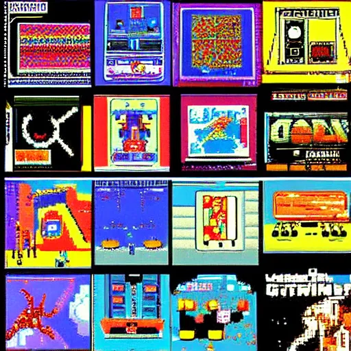 Prompt: 1 9 8 0 s video game art work
