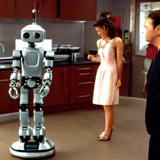 Image similar to Bender the Robot in the Sopranos (1999), highly realistic details, Tony in the background