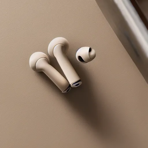 Prompt: beige truly wireless earbuds, studio, product photo