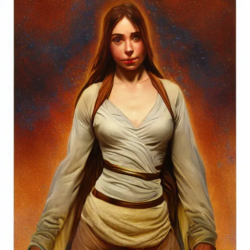 Image similar to Riley Reid as Luke Skywalker, cast holy light, drawn by Donato Giancola and Jon Foster, frank frazetta, alphonse mucha, background by James Jean and gustav klimt, 4k, volumetric lighting, trending on artstation, hyperrealistic