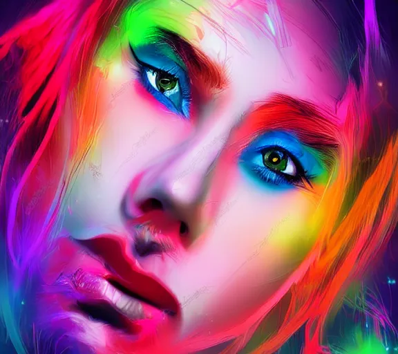 Image similar to extremely beautiful young man with hyperealistic glossy eyes, digital art, colourful background seductive.