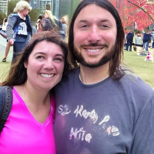 Image similar to a couple of parents to be, smiling in front of 9 / 1 1 with pink smoke