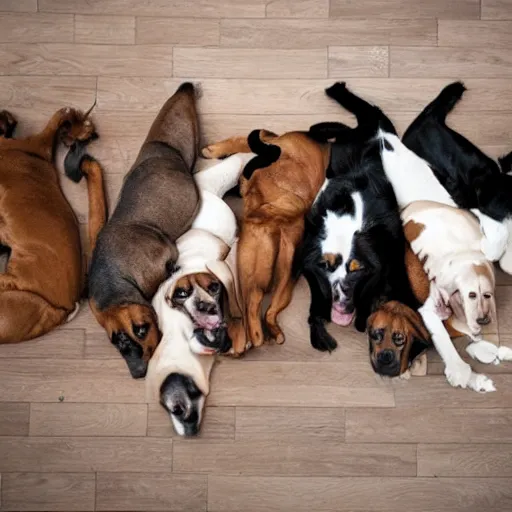 Image similar to 6 dogs on the floor