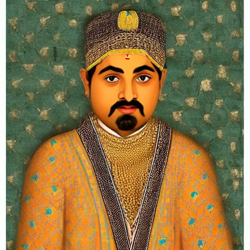 Image similar to mughal emperor akbar in real life, photograph, colorized