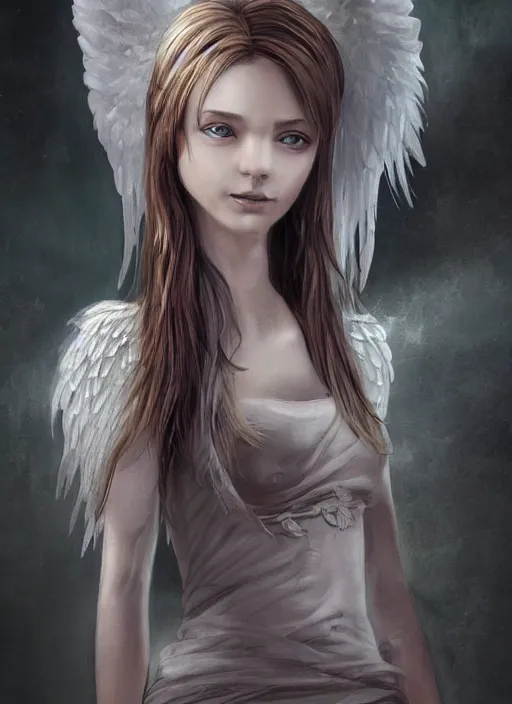Image similar to concept art, angel girl, artsation trending, highly detailed