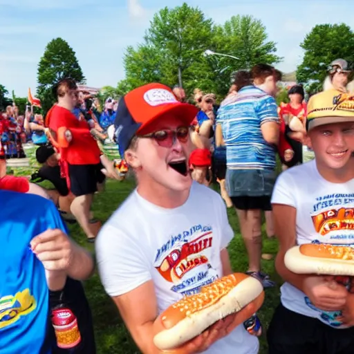 Image similar to winning second place in a hot dog eating contest