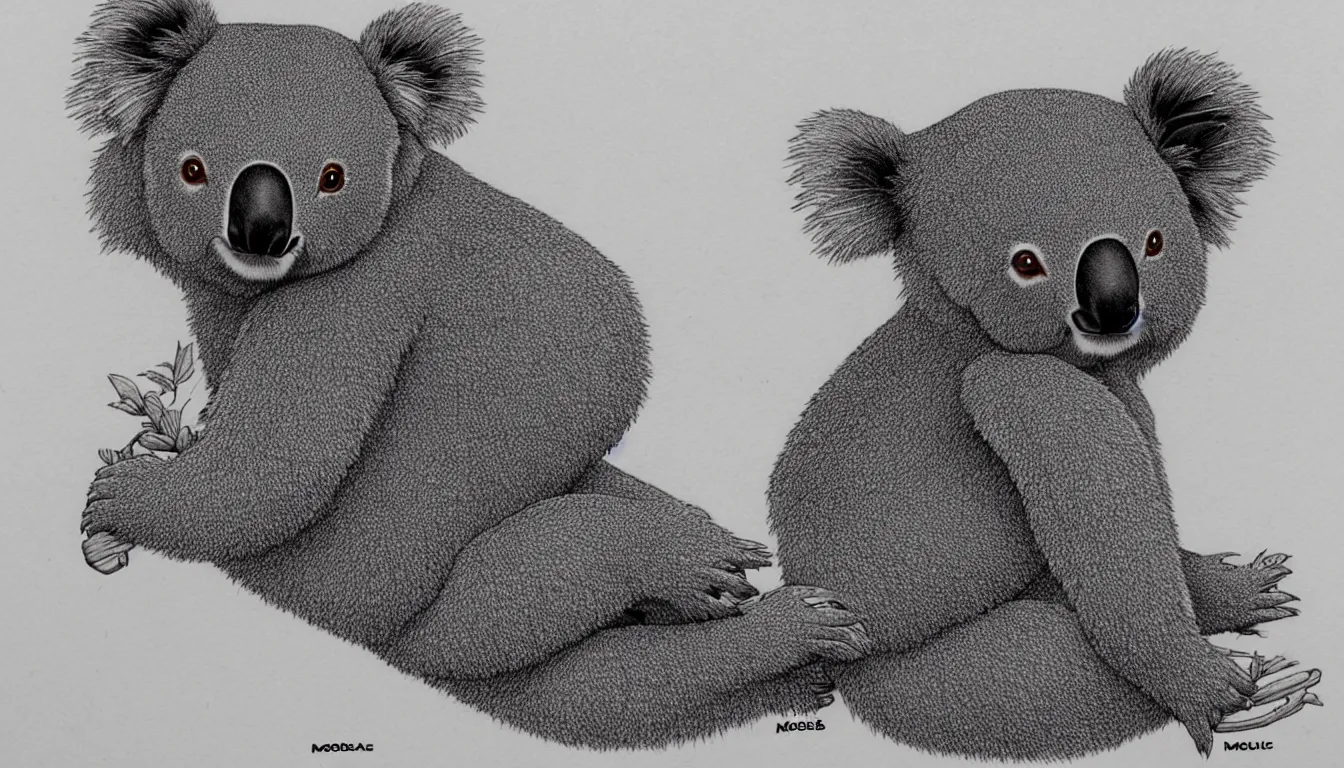 Prompt: koala bear by moebius