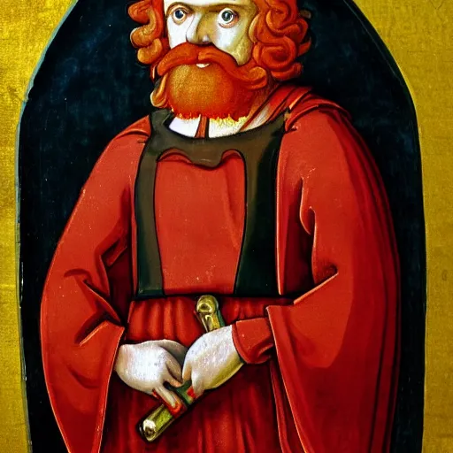 Prompt: Medieval painting of Ronald McDonald. High resolution. Highly detailed. Trending on art station. 4k. Dramatic.