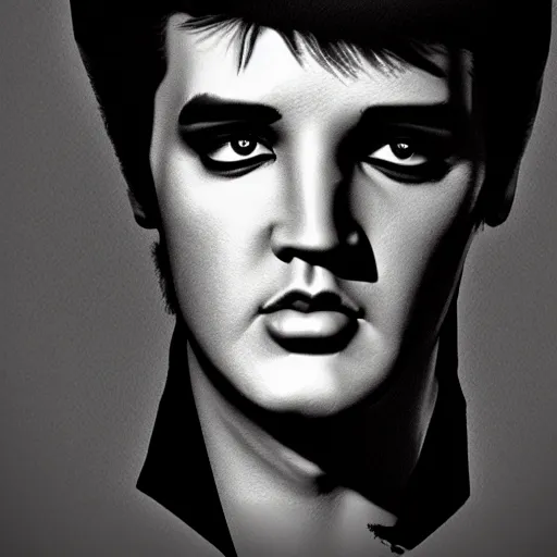 Prompt: Elvis Presley as a Gothboy, trending on artstation