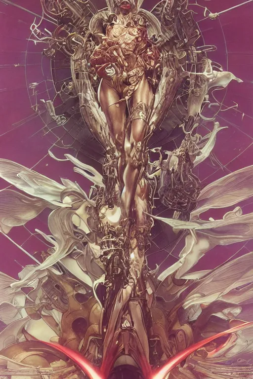 Prompt: now is the time to relaunch the dream weapon, by artgerm and yoshitaka amano and moebius and hr giger and zdislaw beksinski and hajime sorayama and alphonse mucha, hyperdetailed, symmetry, glamour, surreal, dc comics, ornate, stunning, nebula, explosions in the sky, trending on artstation