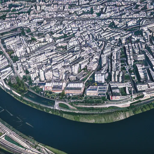 Prompt: Courbevoie viewed from a plane