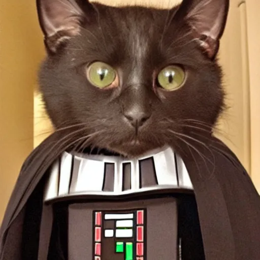 Prompt: a darth vader kitty