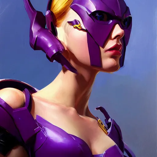Image similar to greg manchess portrait painting of partially armored violet from league of legends as overwatch character, medium shot, asymmetrical, profile picture, organic painting, sunny day, matte painting, bold shapes, hard edges, street art, trending on artstation, by huang guangjian, gil elvgren, ruan jia, greg rutkowski, gaston bussiere