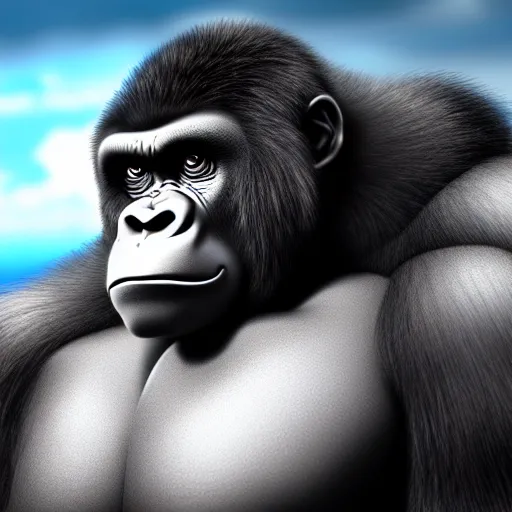 Image similar to an anime gorilla, 4 k, hyper realistic, dslr, landscape, high resolution, illustration, manga