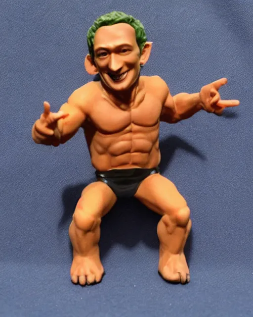 Prompt: a cute little plastic chibi statuette of devil zuckerberg, ebay listing, product picture, advertisement, thumbnail