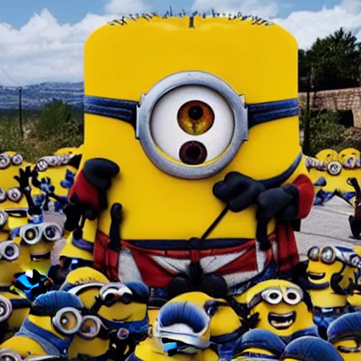 Prompt: Minions at the Christ crucification