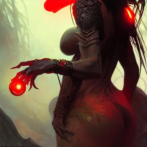 Image similar to black smoked demon with red eyes, fantasy magic, dark light night, intricate, bright colors, sharp focus, illustration, highly detailed, digital painting, concept art, matte, art by wlop and artgerm and greg rutkowski and alphonse mucha, masterpiece w 9 6 0