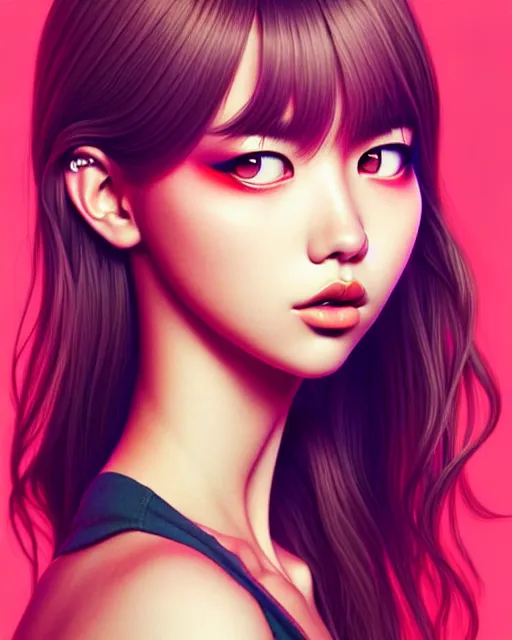 Image similar to richly detailed color illustration of lalisa illustrated by artgerm and mina petrovic and timothy kong and marina federovna. 3 d shadowing, eyes closed