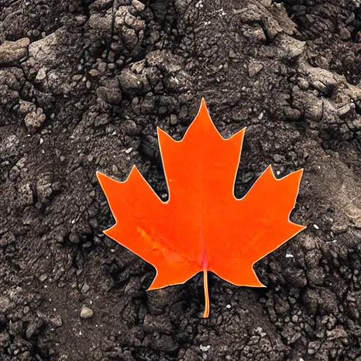 Image similar to canadian maple leaf on a volcano