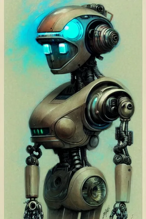 Prompt: ( ( ( ( ( 1 9 5 0 retro future cyberpunk robot. muted colors. ) ) ) ) ) by jean - baptiste monge!!!!!!!!!!!!!!!!!!!!!!!!!!!!!!