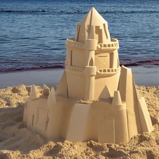 Image similar to sand castle in the shape of the White House