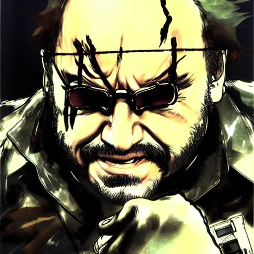 Image similar to danny devito from metal gear solid, by yoji shinkawa