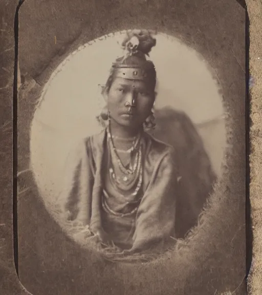 Image similar to vintage_portrait_photo_of_a_beautiful_nepalese_maiden in the himalayan mountains