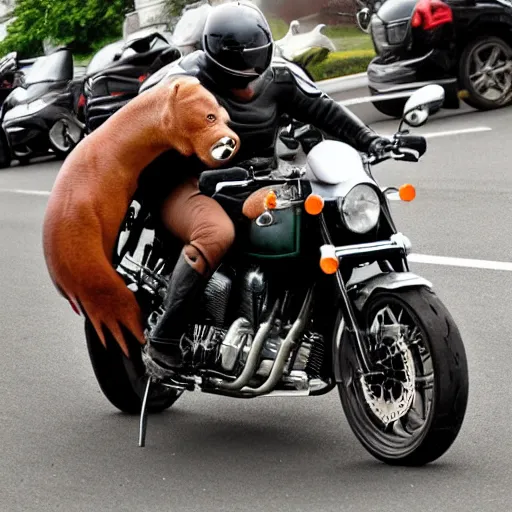 Image similar to jaguar cyborg riding a motorcycle