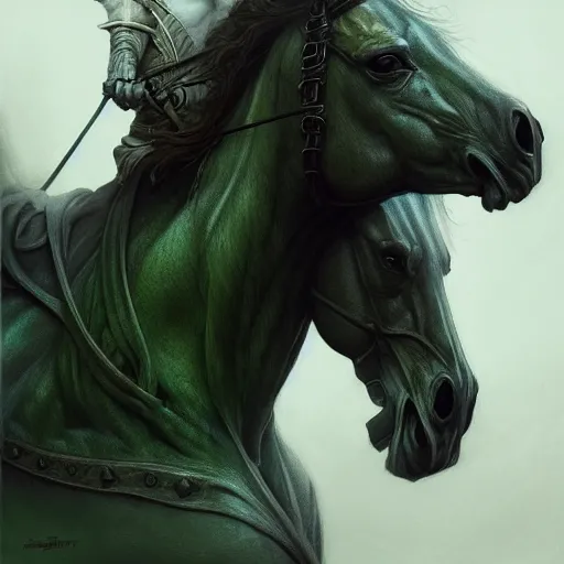 Image similar to concept art by artgerm, pestilence of the four horsemen of the apocalypse, soft green natural light, intricate, hooded death riding a horse, highly detailed dark art, digital painting, artstation, concept art, smooth, sharp focus, illustration, art by greg rutkowski and luis rollo and uang guangjian and gil elvgren, symmetry!