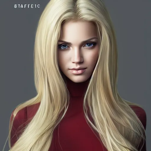 Image similar to a gorgeous female with long blonde hair in the style of stefan kostic, realistic, full body, sharp focus, 8 k high definition, insanely detailed, intricate, elegant, art by stanley lau and artgerm